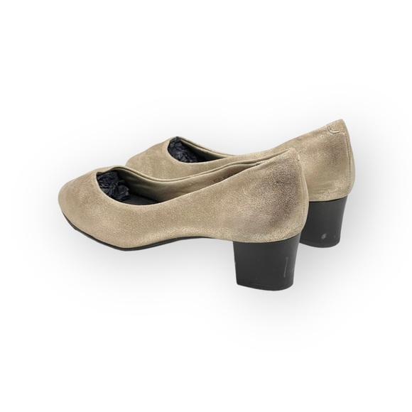 Rockport 𖤐 Walkability Leather Comfort Heeled Pumps 𖤐 Metallic Gold 𖤐 36 5.5M - Picture 4 of 15